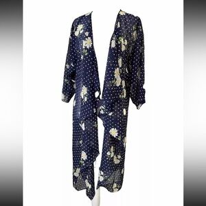 LulaRoe ☀️Navy Daisy Print Open Front Kaftan or Swimsuit Cover Up Small
